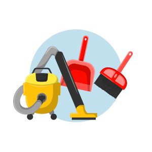 ALL-TENET-Signs of Chemical Exposure-Infographic-300x300-2026-05 House cleaning tools including vacuum and dustpan