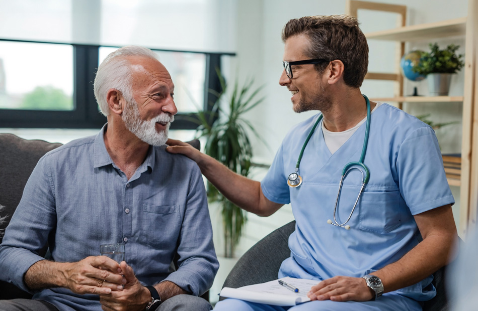 Healthcare provider supporting patient during consultation