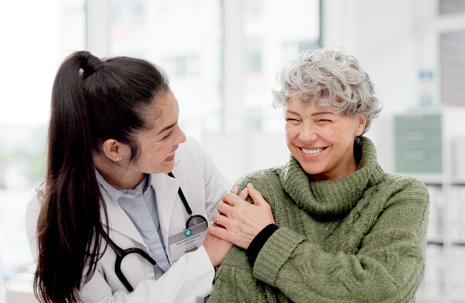 Doctor offering support to patient in a clinic