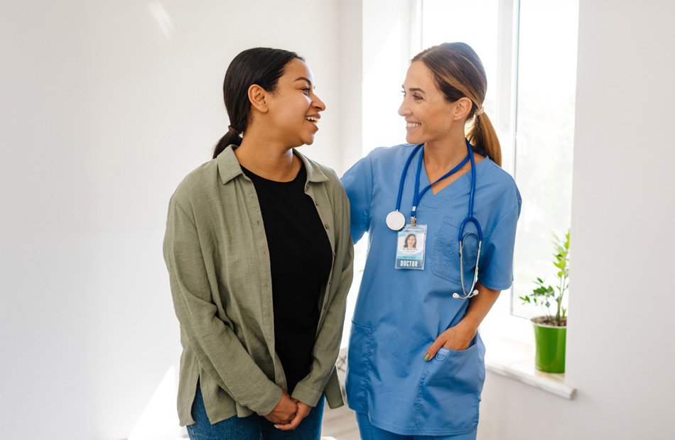 Doctor offering support to patient in a clinic