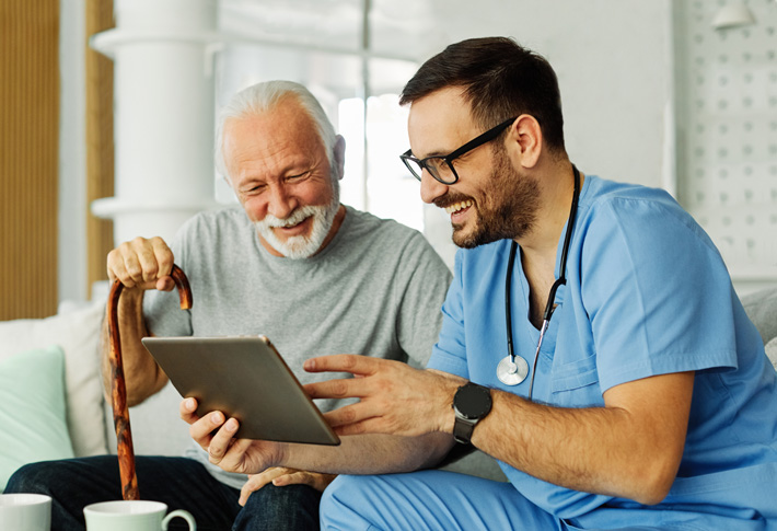 Doctor reviewing information with a patient