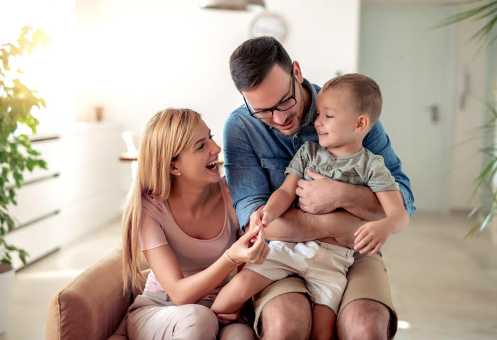 Family spending time together at home
